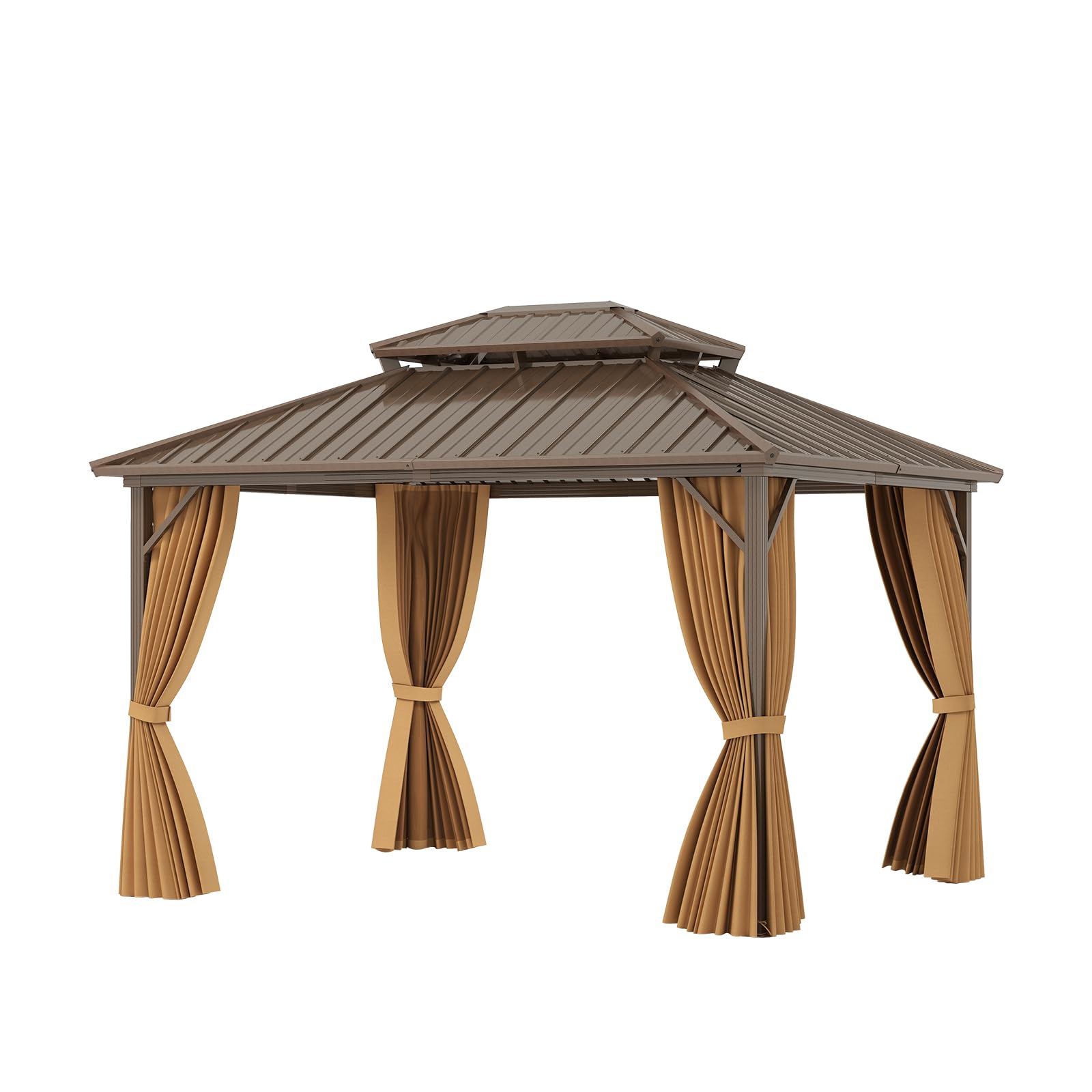 TANGKULA 12 X 10 FT Hardtop Gazebo w/Netting, Curtain